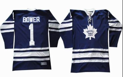 Toronto Maple Leafs 1 BOWER Blue men nhl ice hockey  jerseys