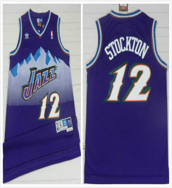 Utah Jazz 12 John Stockton Purple new adidas men NBA basketball Jerseys