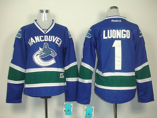 Vancouver Canucks #1 Roberto Luongo Blue NHL Women Jerseys