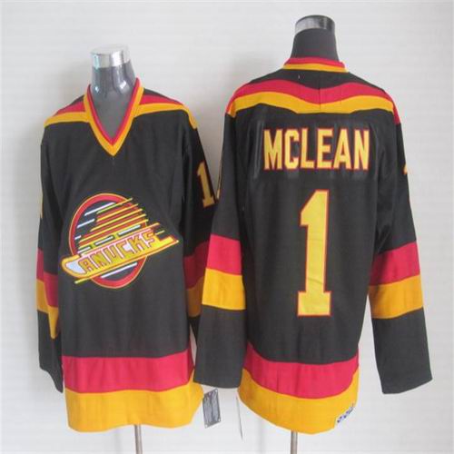 Vancouver Canucks 1 Kirk McLean CCM black men nhl ice hockey  jerseys