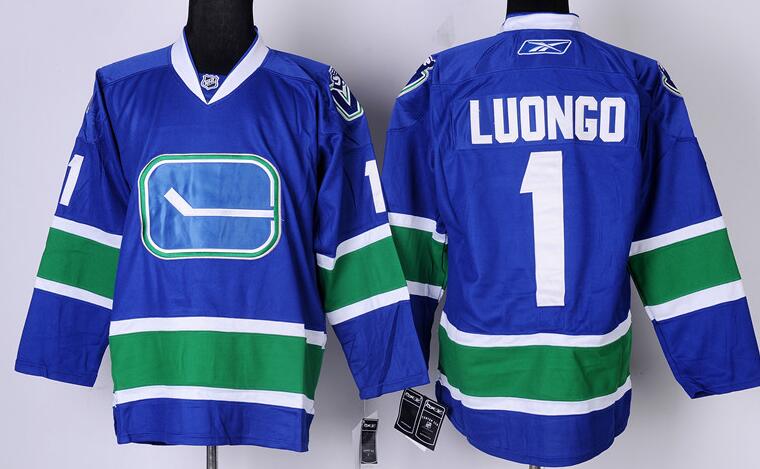 Vancouver Canucks 1 LUONGO Blue men nhl ice hockey  jerseys