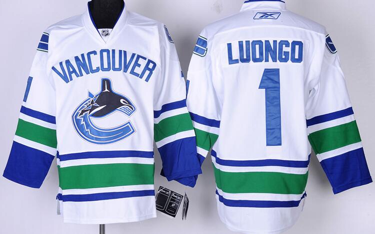 Vancouver Canucks 1 Roberto Luongo white men nhl ice hockey  jerseys