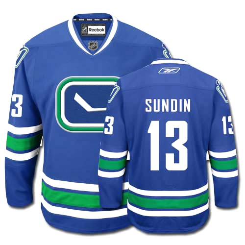 Vancouver Canucks 13 Mats Sundin Blue men nhl ice hockey jerseys