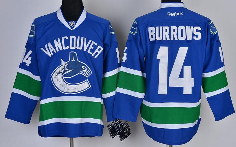 Vancouver Canucks 14 BURROWS Blue men nhl ice hockey  jerseys