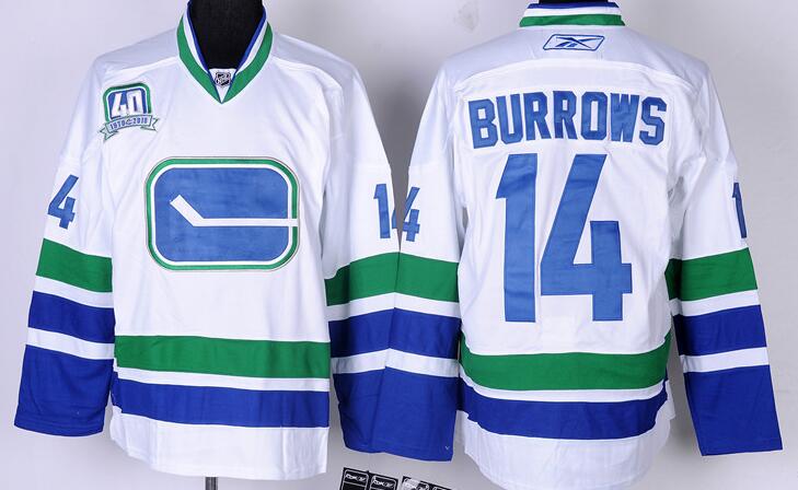 Vancouver Canucks 14 BURROWS white men nhl ice hockey jerseys
