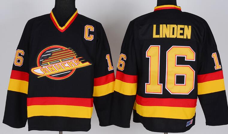 Vancouver Canucks 16 LINDEN black men nhl ice hockey jerseys