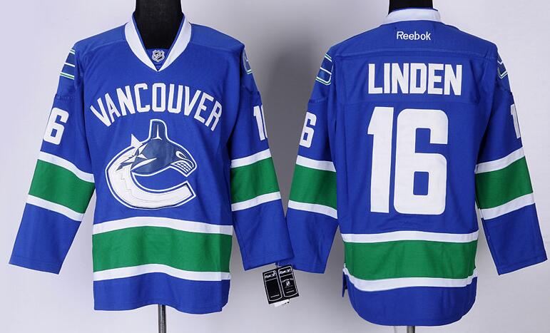 Vancouver Canucks 16 Linden Blue men nhl ice hockey  jerseys