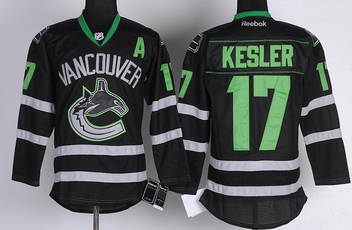 Vancouver Canucks 17 KESLER Black Jerseys (A Patch)