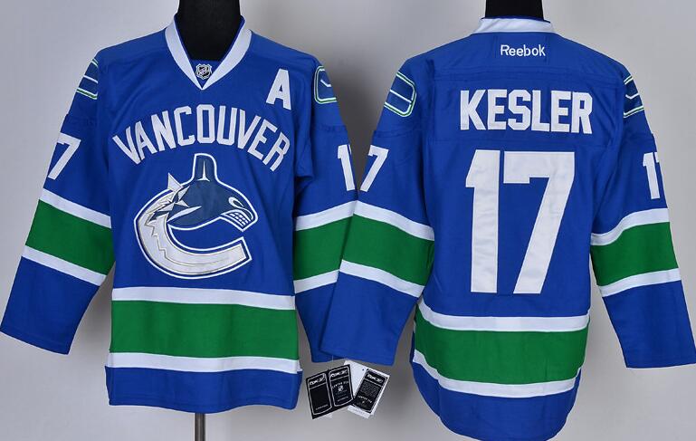 Vancouver Canucks 17 Ryan Kesler Blue men nhl ice hockey  jerseys
