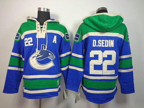 Vancouver Canucks 22# D.SEDIN blue nhl Hooded Sweatshirt