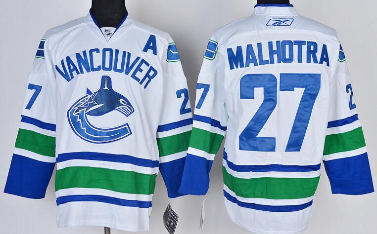 Vancouver Canucks 27 MALHOTRA  Blue  men  nhl ice hockey  jersey
