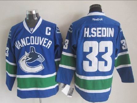 Vancouver Canucks 33 H.SEDIN blue men nhl ice hockey jerseys