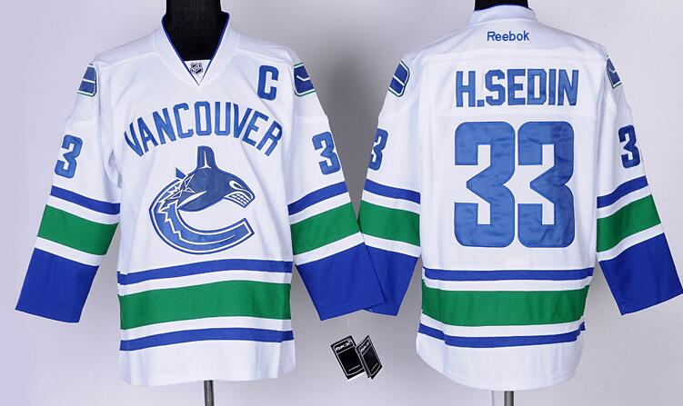 Vancouver Canucks 33 Henrik Sedin white men nhl ice hockey  jerseys
