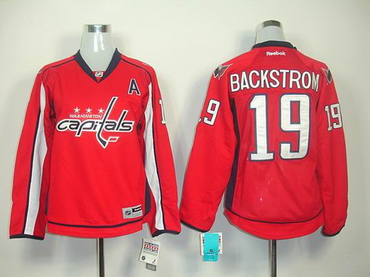 Washington Capitals #19 Nicklas Backstrom Red NHL Women Jerseys A Patch