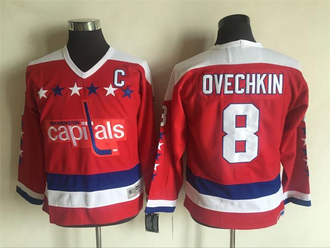 Washington Capitals 8 Alex Ovechkin red CCM Youth ice hockey jersey