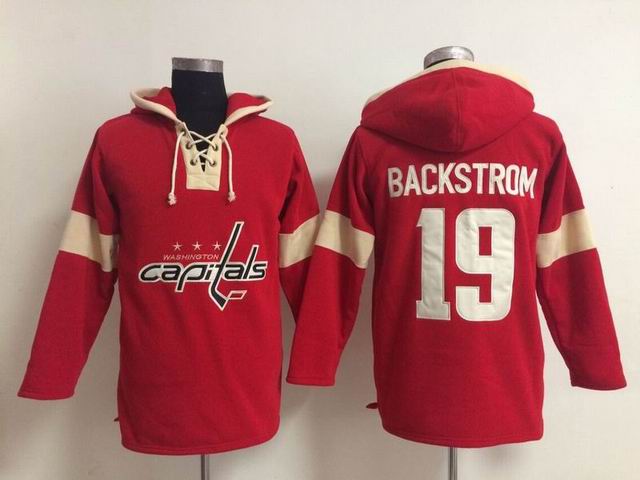 Washington Capitals Nicklas Backstrom #19 Red Ice Hockey Hooded Sweatshirt
