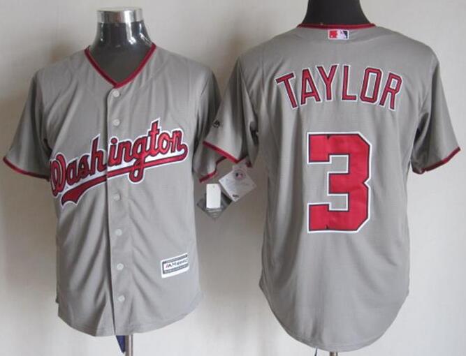 Washington Nationals 3 Michael Taylor gray majestic men mlb baseball jerseys