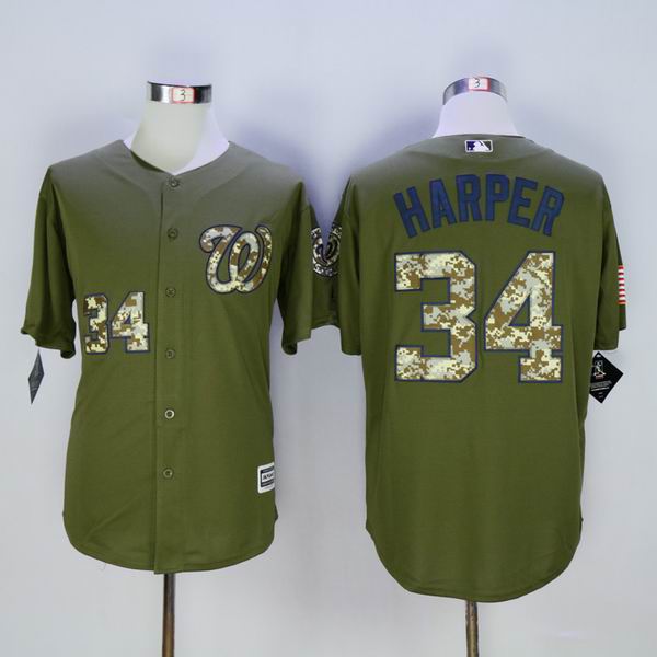Washington Nationals 34 Bryce Harper Green Camo New Cool Base Stitched Baseball Jersey