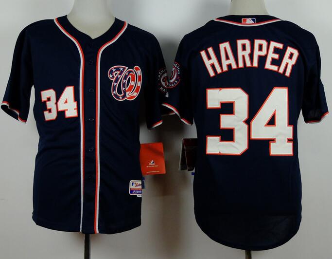 Washington Nationals 34 Bryce Harper blue men MLB baseball Jerseys