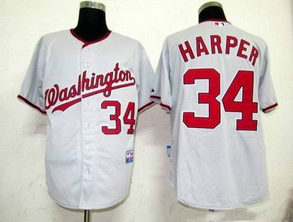 Washington Nationals 34 Bryce Harper gray men baseball MLB Jersey