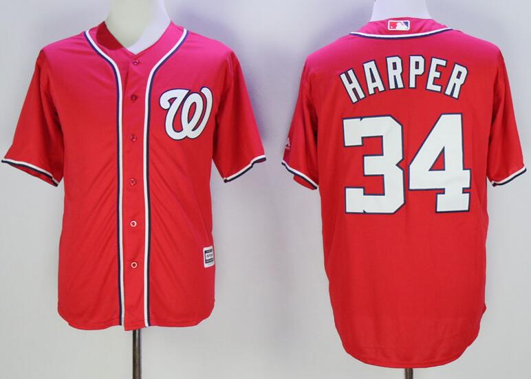 Washington Nationals 34 Bryce Harper red majestic men baseball MLB Jersey