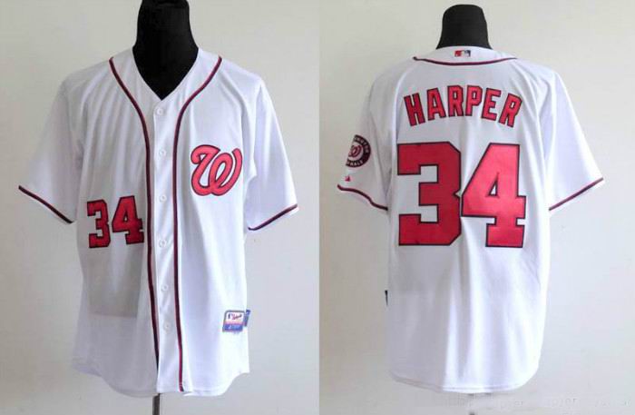Washington Nationals 34 Bryce Harper white men baseball MLB Jersey