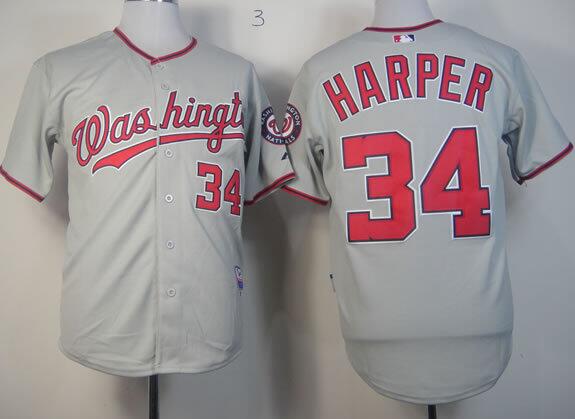 Washington Nationals 34 Harper Dark gray men baseball men baseball MLB Jersey
