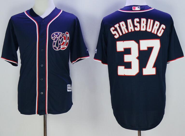 Washington Nationals 37 STRASBURG blue men Majestic mlb baseball Jerseys