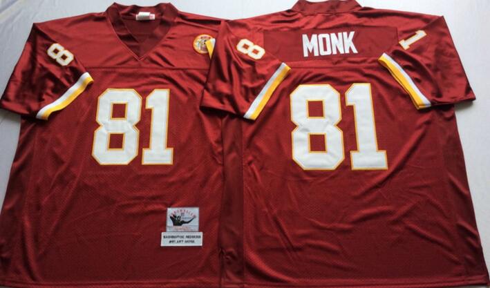 Washington Redskins 81 Art Monk red men Throwback NFL football Jerseys