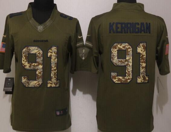 Washington Redskins 91 Kerrigan Green Salute To Service Limited Jersey