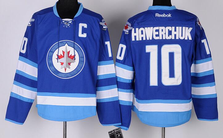Winnipeg Jets 10 HAWERCHUK blue men nhl hockey Jersey