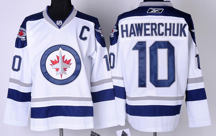Winnipeg Jets 10 HAWERCHUK white blue men nhl hockey Jerseys