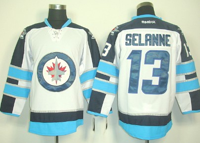 Winnipeg Jets 13 Teemu Selanne white nhl hockey men Jersey