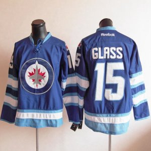 Winnipeg Jets 15 Tanner Glass Blue  nhl men Jersey