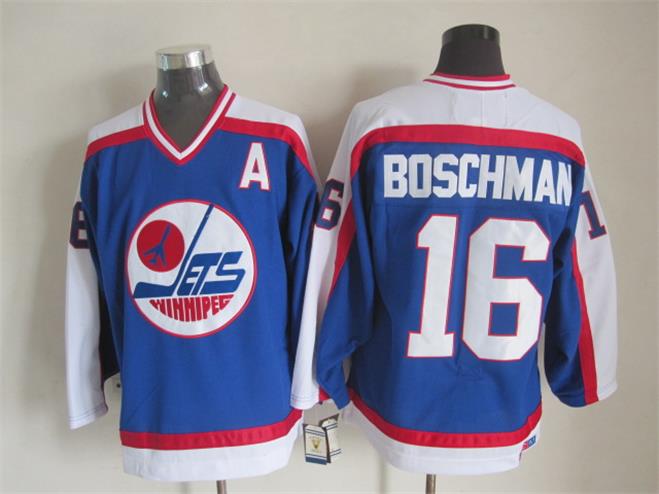 Winnipeg Jets 16 Boschman blue nhl hockey jerseys