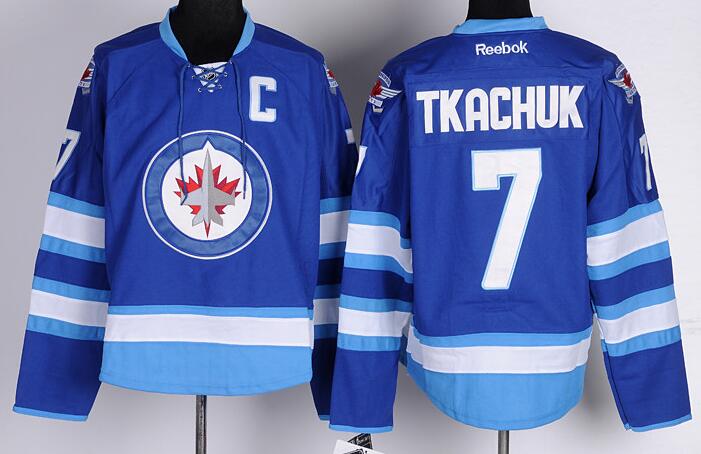 Winnipeg Jets 7 TKACHUK Blue men nhl hockey Jerseys