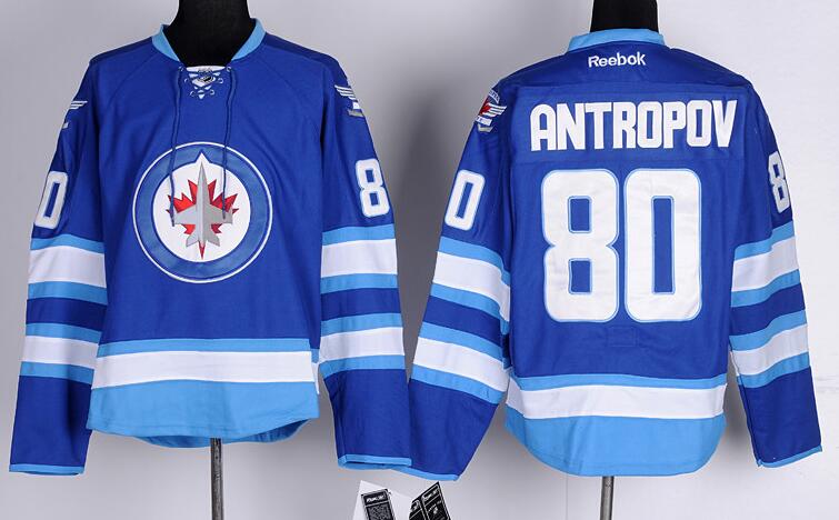 Winnipeg Jets 80 ANTROPOV Blue men nhl hockey Jerseys