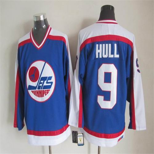 Winnipeg Jets 9 Bobby Hull Blue NHL hockey Jerseys