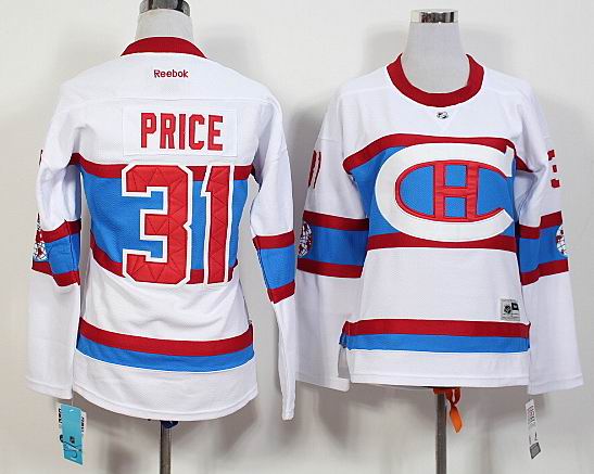 Women Montreal Canadiens #31 Carey Price white ice hockey jerseys 2016 winter classic patch