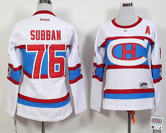 Women Montreal Canadiens #76 PK Subban white Ice hockey Jersey 2016 winter classic patch