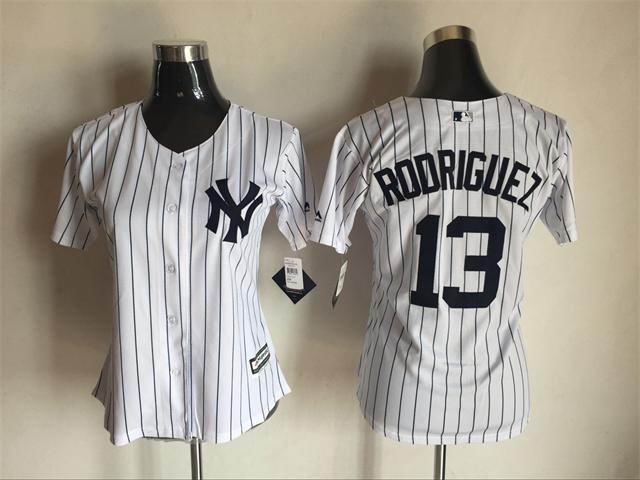 Women New York Yankees Alex Rodriguez 13#  white majestic baseball Jerseys