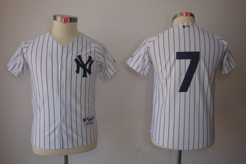 Yankees Mickey Mantle 7# MLB kids white Jerseys