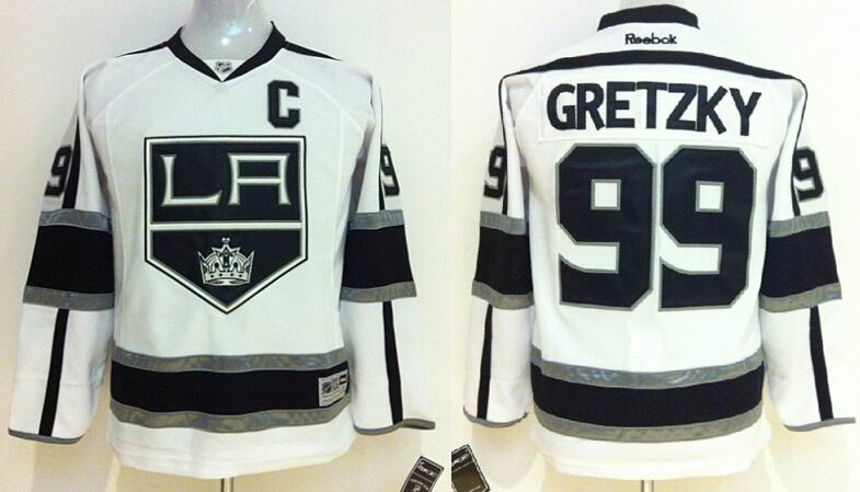 Youth  Los Angeles Kings 99# Wayne Gretzky white nhl jersey