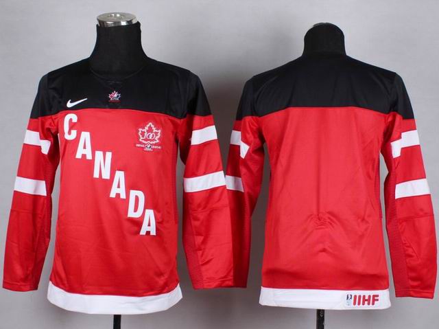 Youth Canada team blank black red NHL hockey jerseys 100th
