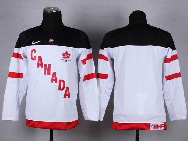 Youth Canada team blank black white NHL hockey jerseys 100th