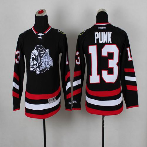 Youth Chicago Blackhawks CM Punk #13 black NHL Jerseys(1)