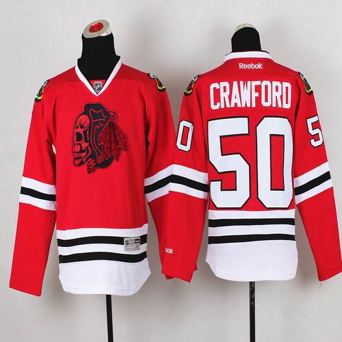 Youth Chicago Blackhawks Corey Crawford #50 red Ice Hockey Jersey