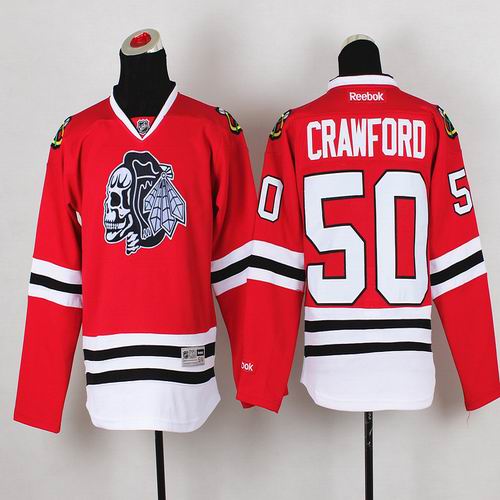 Youth Chicago Blackhawks Corey Crawford #50 red Ice Hockey Jersey(1)