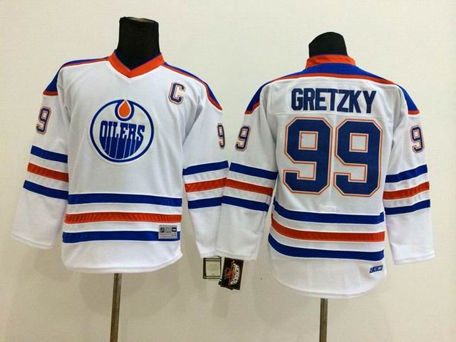 Youth Edmonton Oilers #99 Wayne Gretzky White Jersey C patch