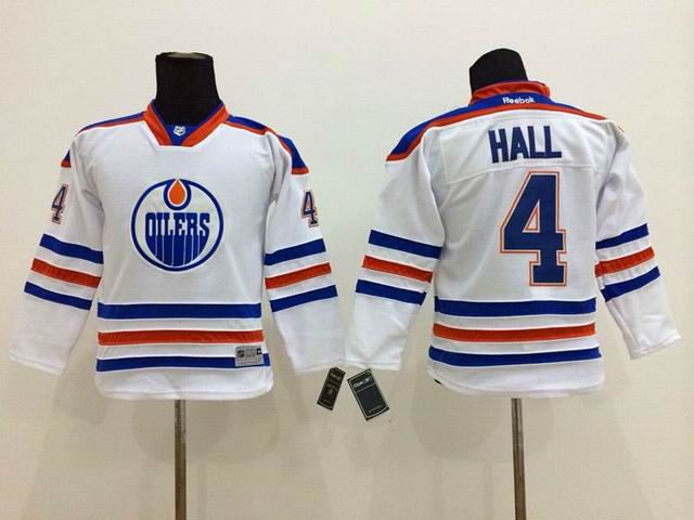 Youth Edmonton Oilers 4 Taylor Hall white Ice hockey Jersey